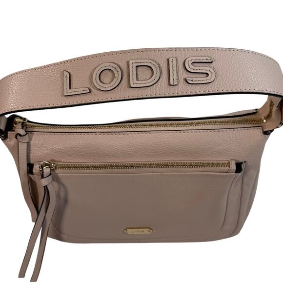 LODIS Light Pink Pebbled Leather Shoulder Crossbody Bag Purse - Picture 5 of 6